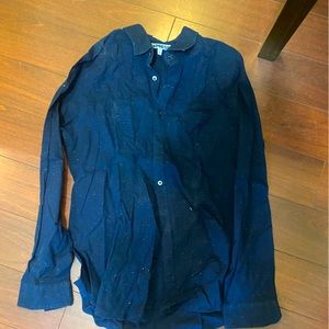 Men’s Express Long Sleeve Blue w/ Color Flecked Extra Slim Fit Button-Up Shirt